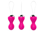 Bile vibratoare Kegel din silicon, 10 funcții, telecomandă USB, roz