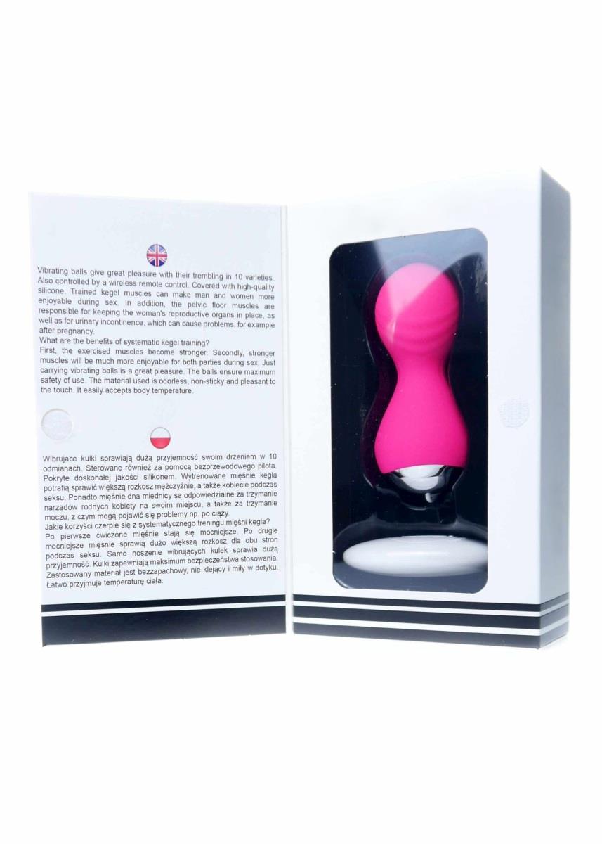 Bile vibratoare Kegel din silicon, 10 funcții, telecomandă USB, roz