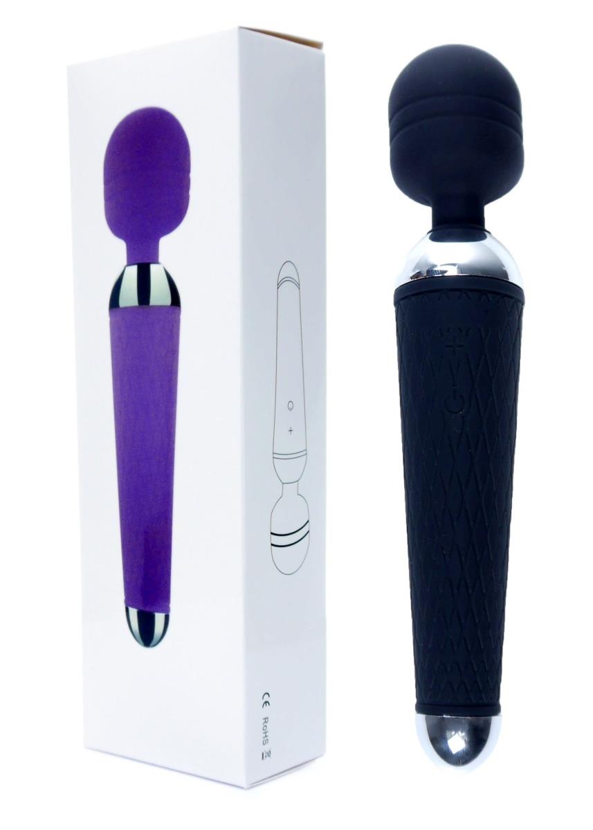 Stimulator USB cu baghetă magică din silicon seria B, negru, cu 10 funcții