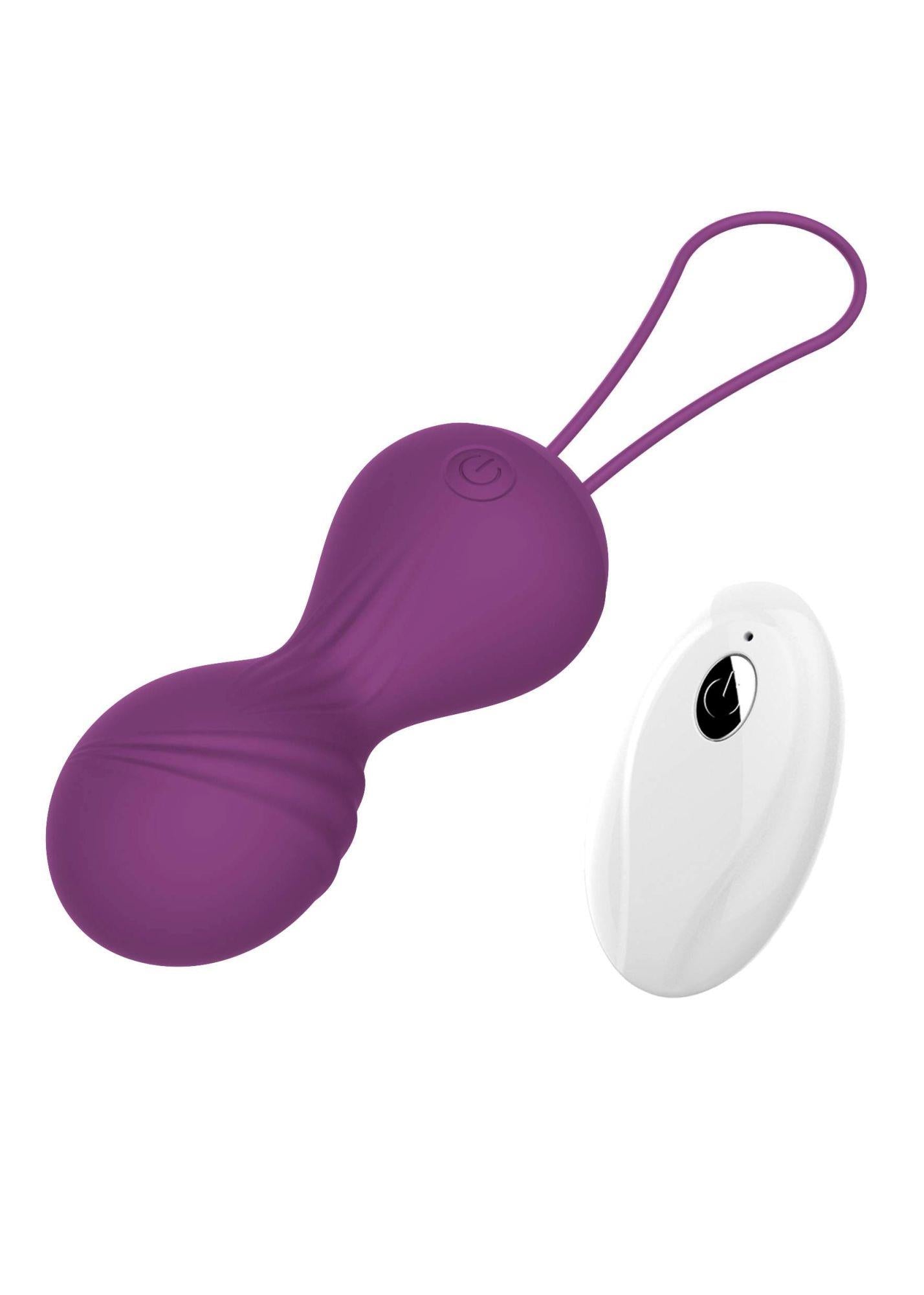 Bile vibratoare Kegel din silicon cu telecomandă seria B Magic violet USB