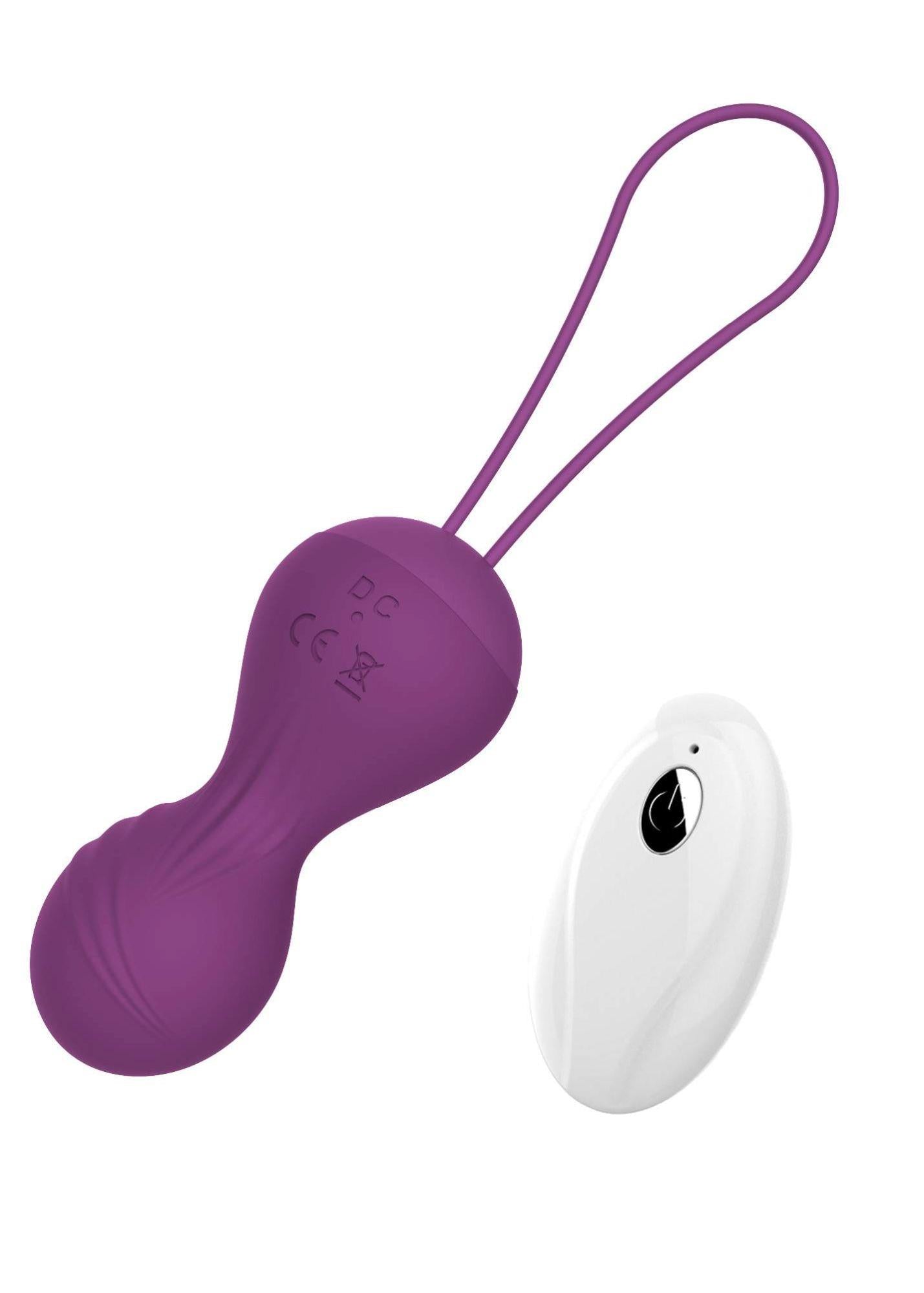 Bile vibratoare Kegel din silicon cu telecomandă seria B Magic violet USB