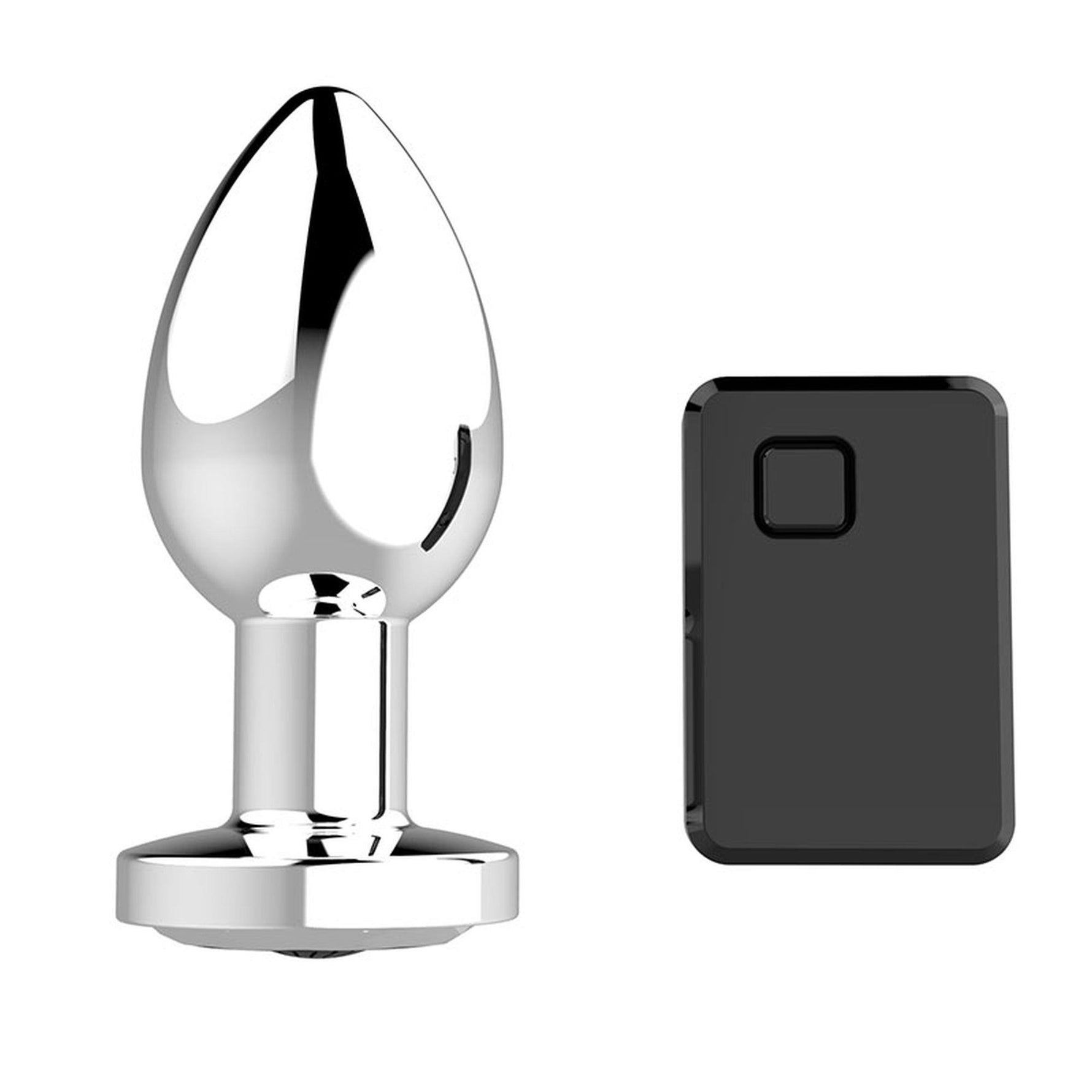 Plug anal vibrant magic din oțel cu telecomandă, seria B, argintiu, USB, 8,4 cm