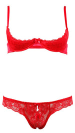 Set lenjerie intimă Cottelli cu cupă jumătate, roșu 85B