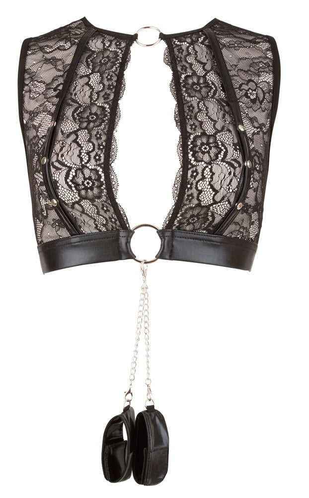 Set de top bondage Cottelli cu aspect ud și cătușe M