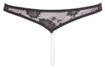 Tanga din dantelă cu perle Cottelli Lingerie negru S