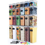 Cutii de depozitare alimente, Flippy, Set din 24 Cutii pentru Condimente, Cereale, Cutii pentru Bucatarie, din Plastic