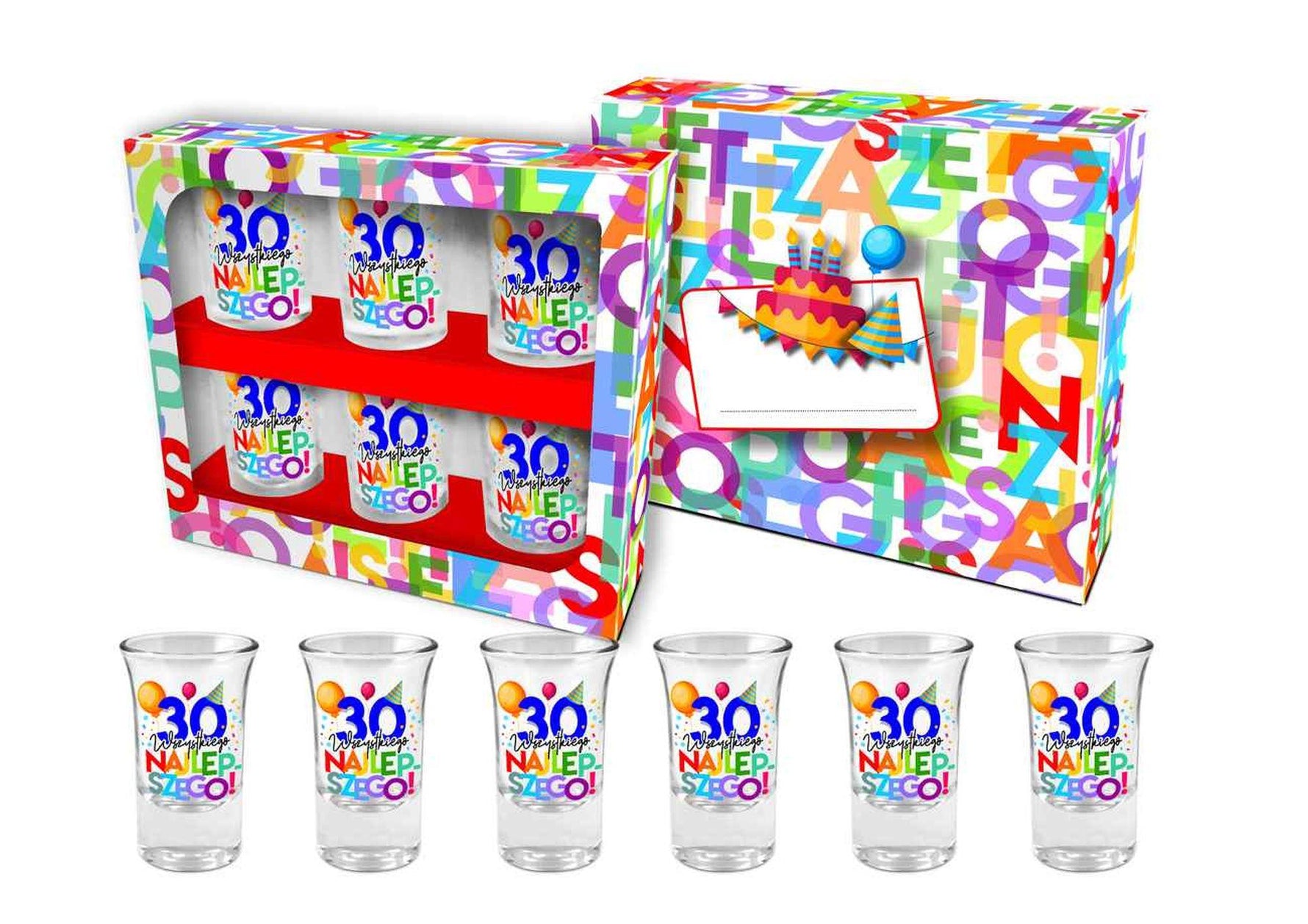 Set de 6 pahare de sticlă pentru ziua de naștere 30 BGtech 35 ml