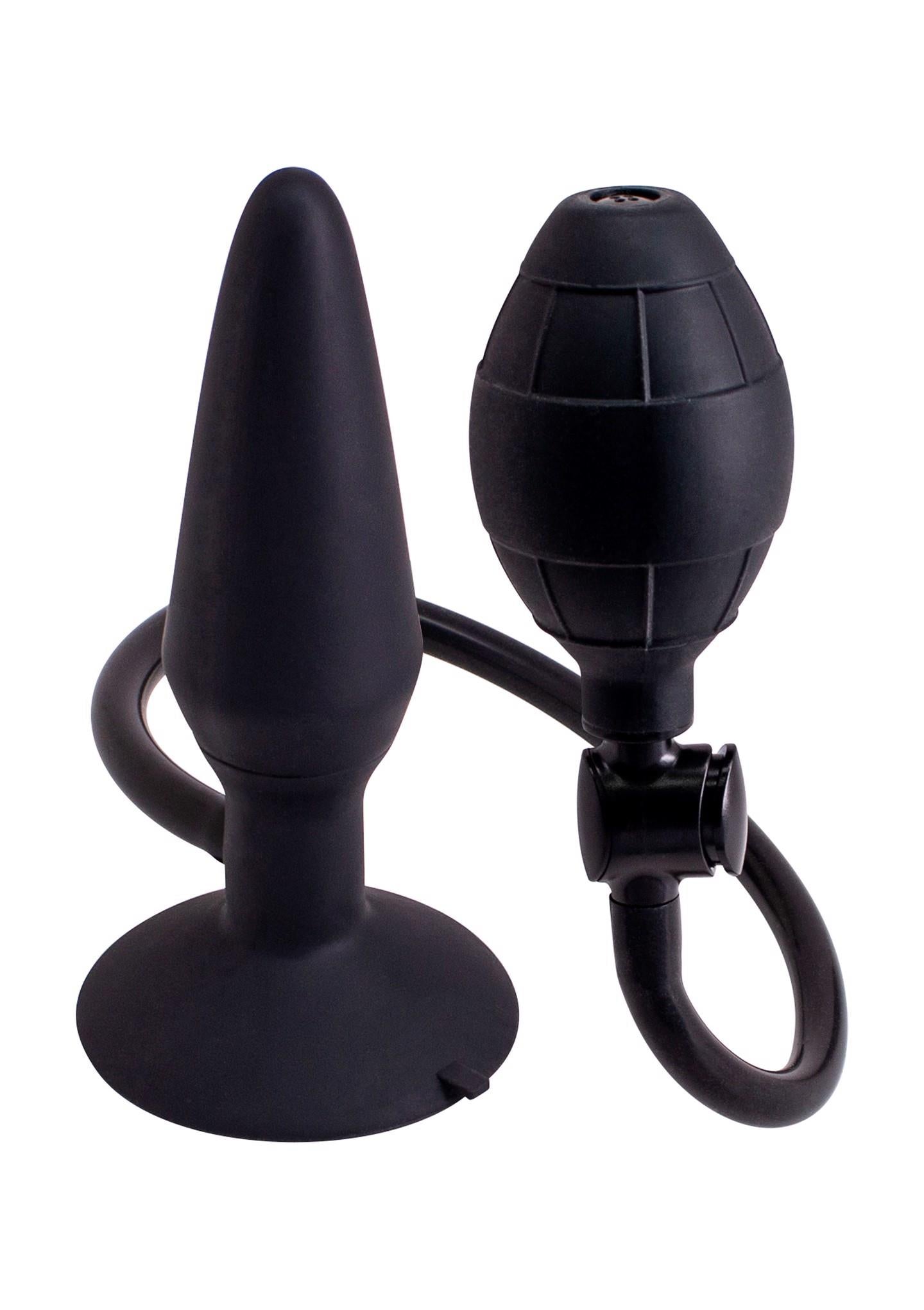 Dop anal gonflabil din silicon Seven Creations, negru, 14,5 cm