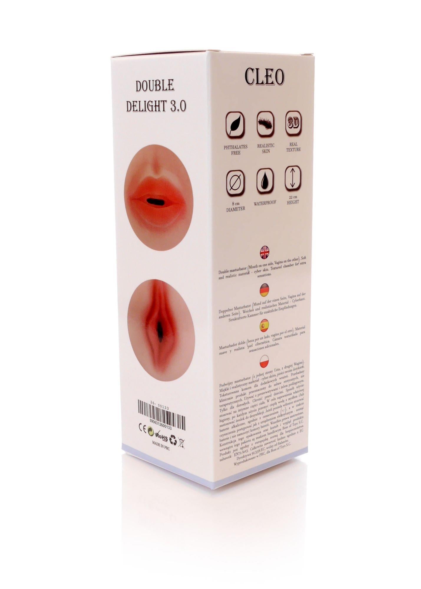 Masturbator dublu CLEO Double Delight 3.0 CyberSkin 21,5 cm