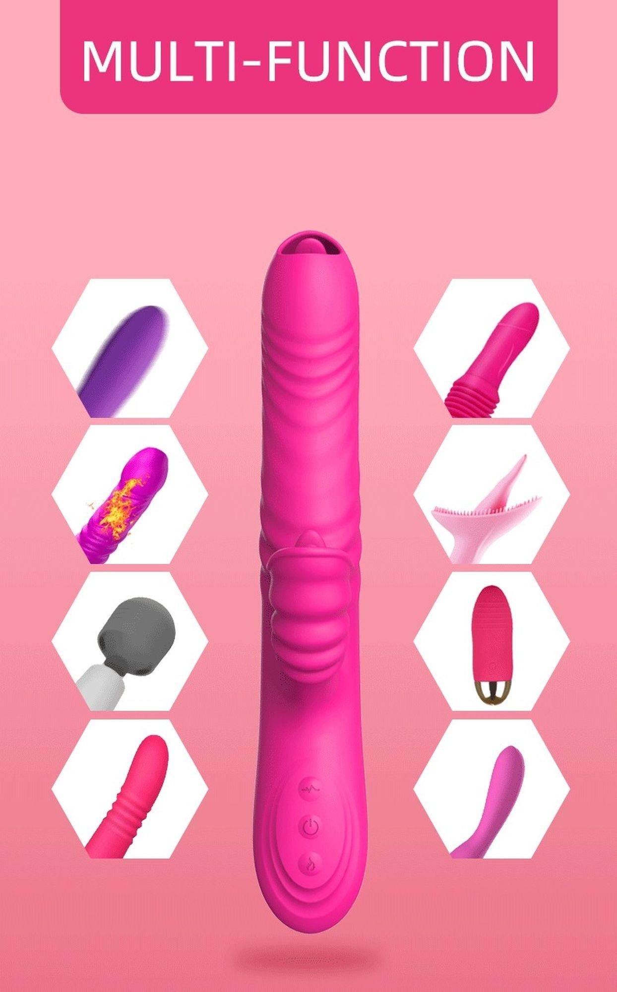 Vibrator Lyla din silicon roz cu mișcare glisantă USB