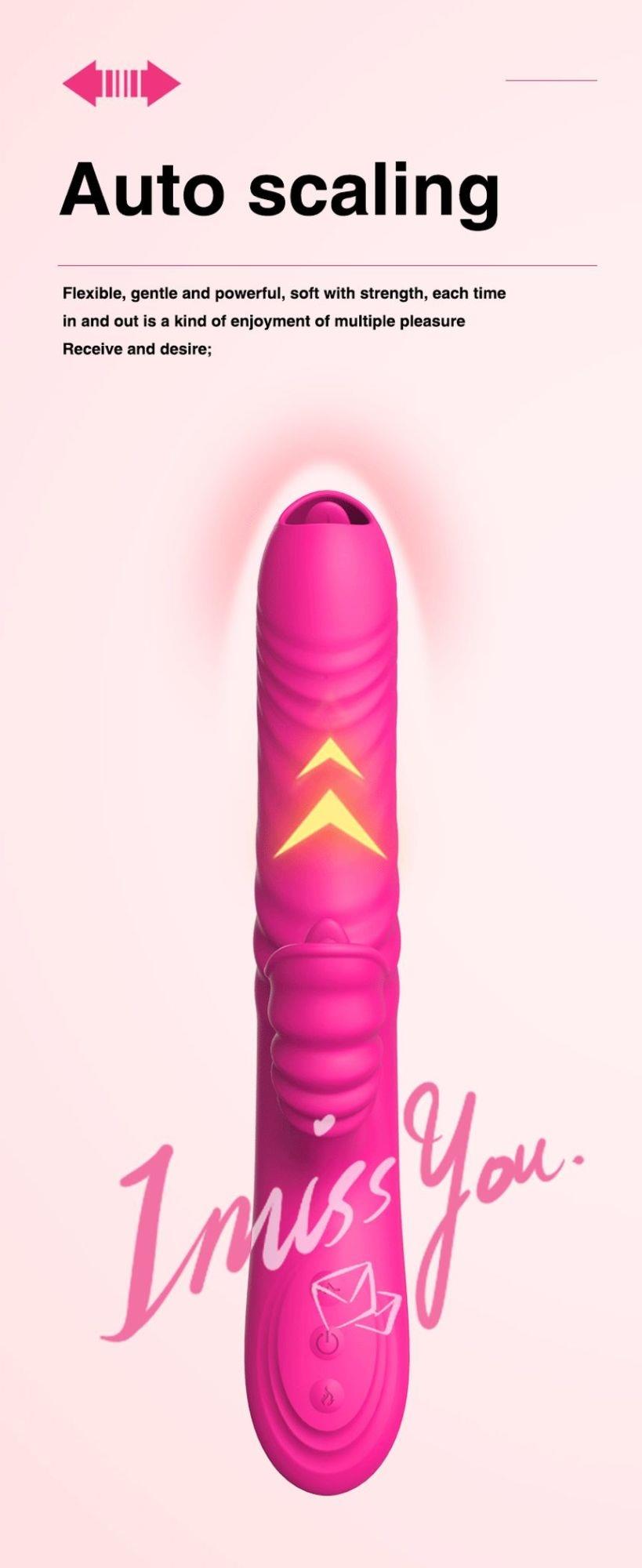 Vibrator Lyla din silicon roz cu mișcare glisantă USB