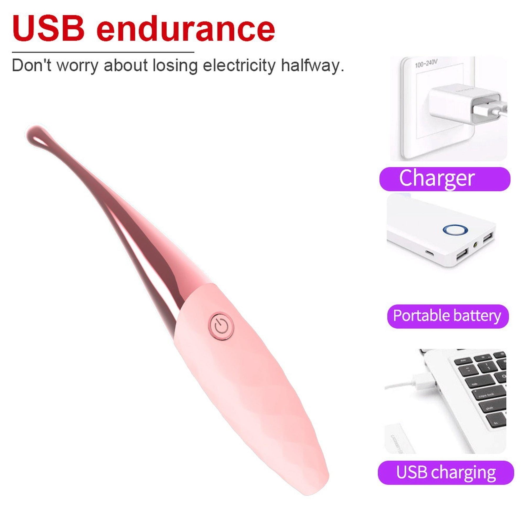 Stimulator clitoridian USB impermeabil Nana Pink