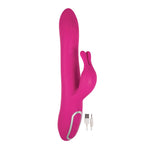 Vibrator Isabella din silicon cu model iepuraș roz USB 24 cm