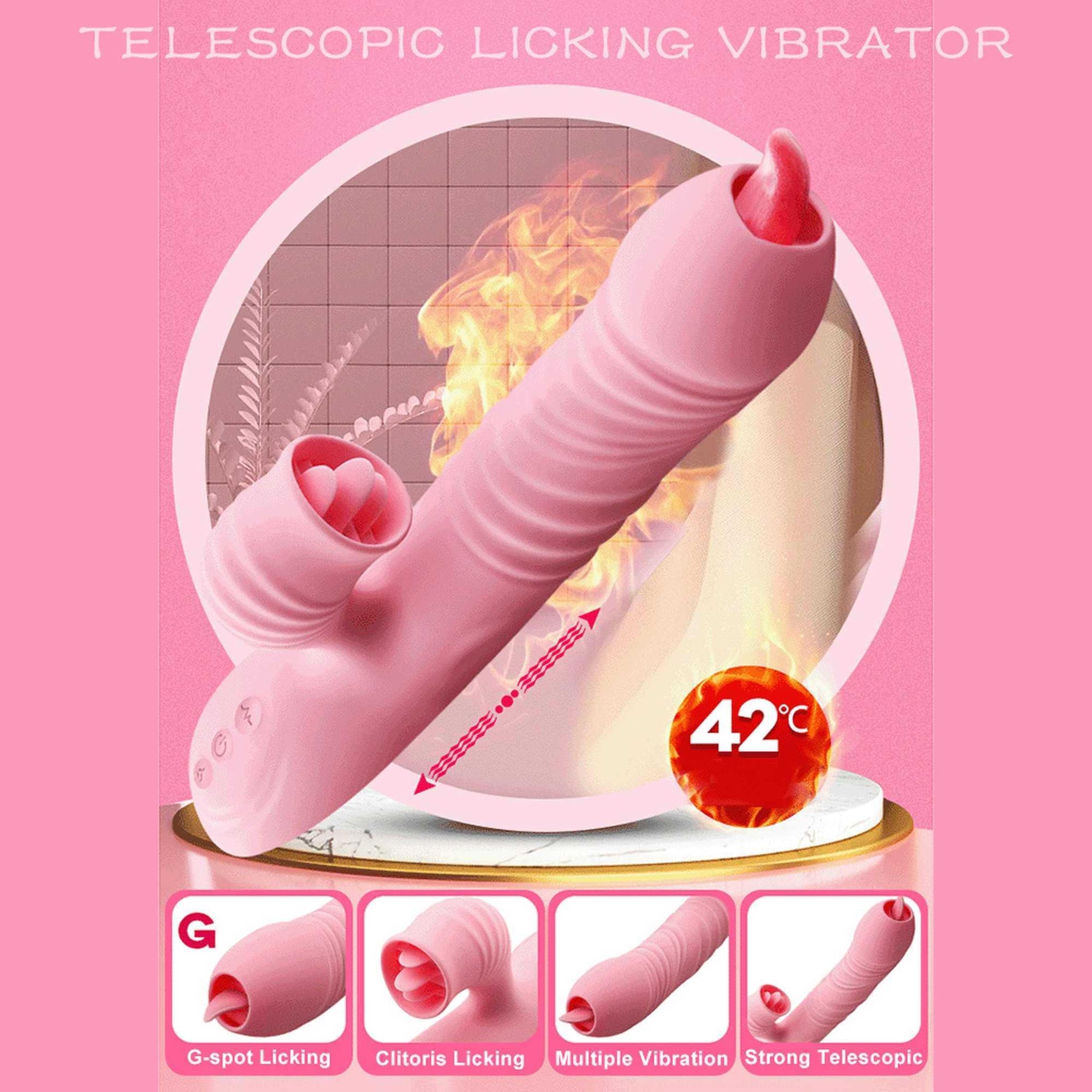 Vibrator Lyla din silicon cu limbă mobilă, roz, USB