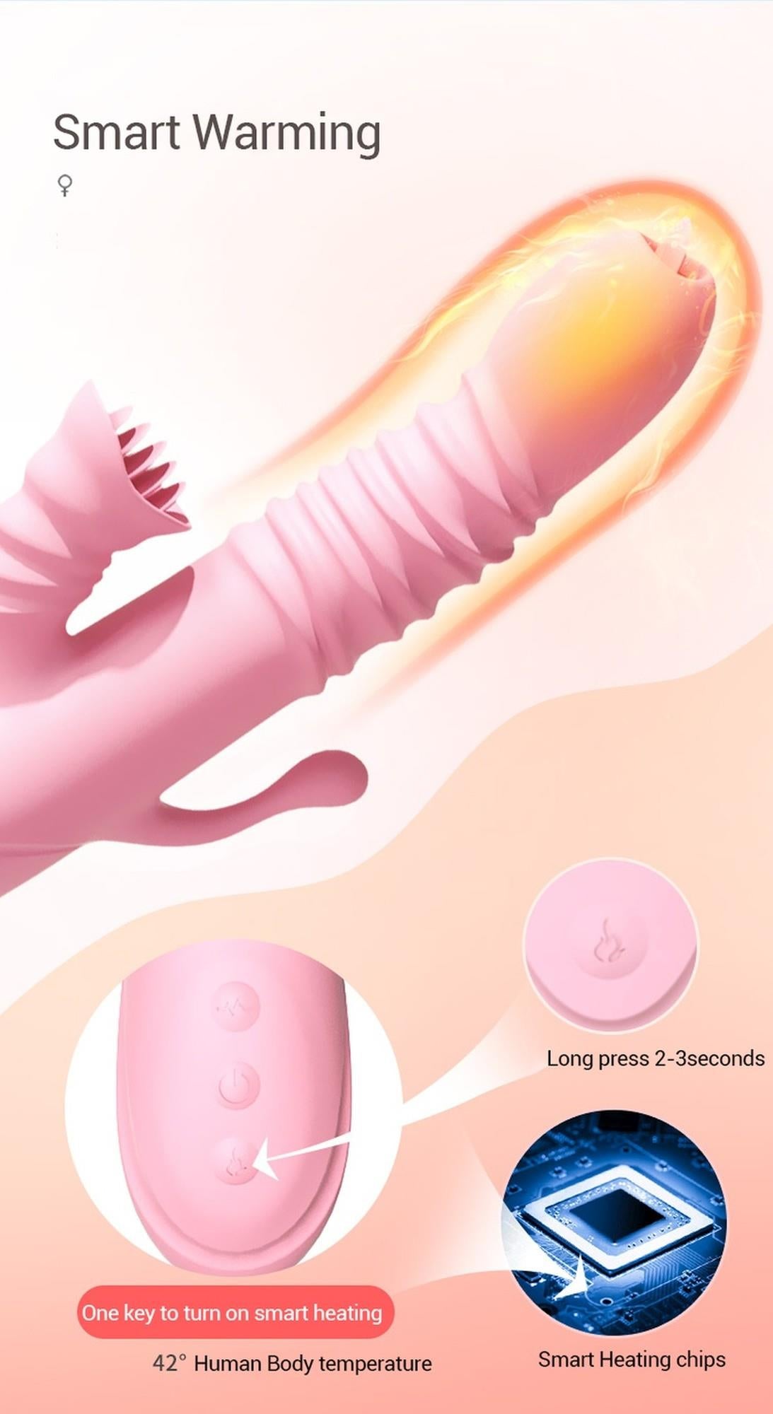 Vibrator Lyla cu dinți clitoridieni și limbă G anal roz USB