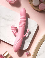 Vibrator Lyla cu dinți clitoridieni și limbă G anal roz USB