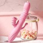 Vibrator Lyla cu dinți clitoridieni și limbă G anal roz USB