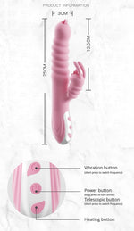 Vibrator Hannah Rabbit din silicon cu limbă USB roz