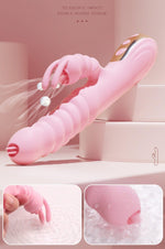 Vibrator Hannah Rabbit din silicon cu limbă USB roz