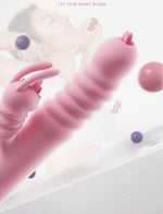 Vibrator Hannah Rabbit din silicon cu limbă USB roz