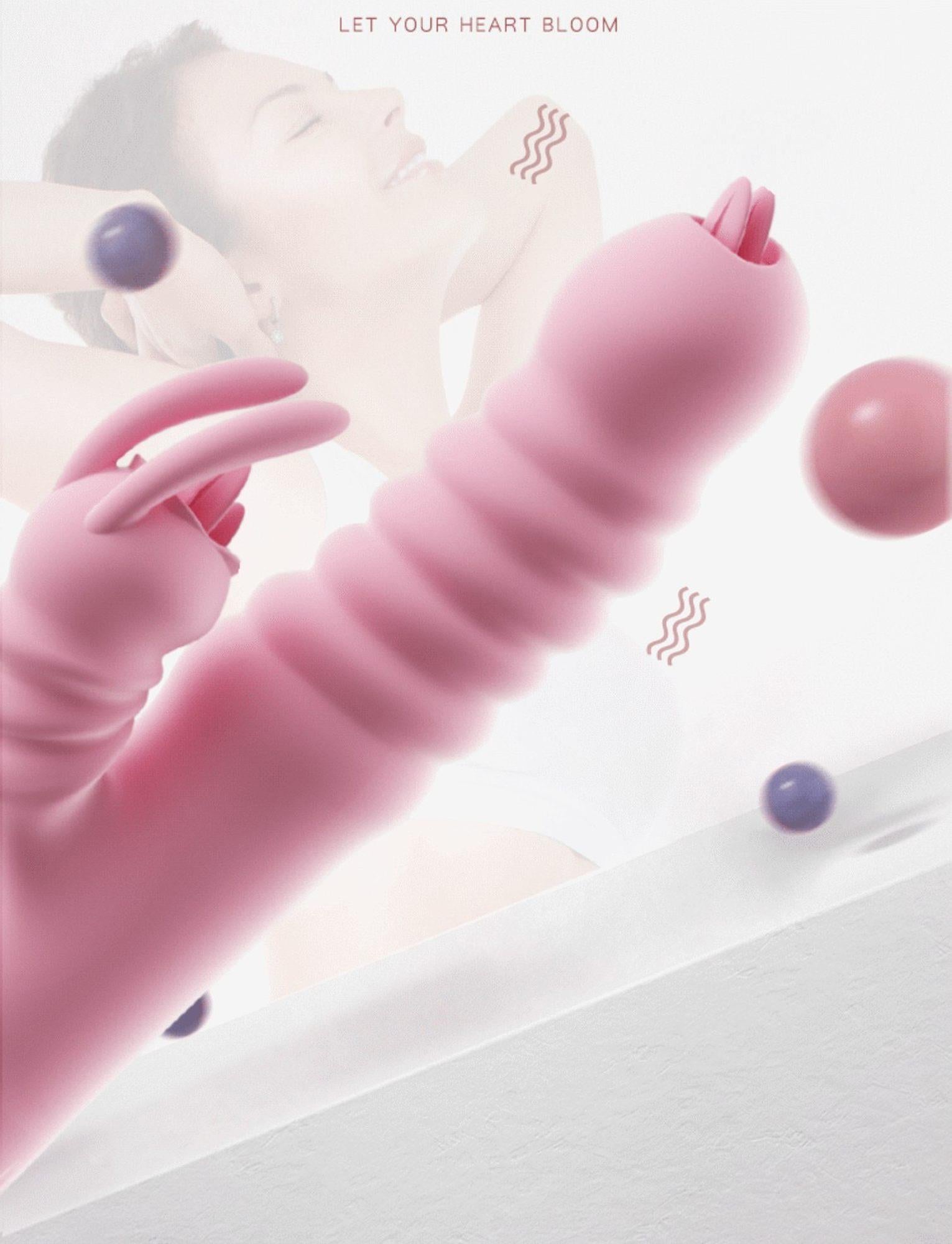 Vibrator Hannah Rabbit din silicon cu limbă USB roz