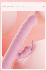 Vibrator Hannah Rabbit din silicon cu limbă USB roz
