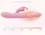 Vibrator Hannah Rabbit din silicon cu limbă USB roz