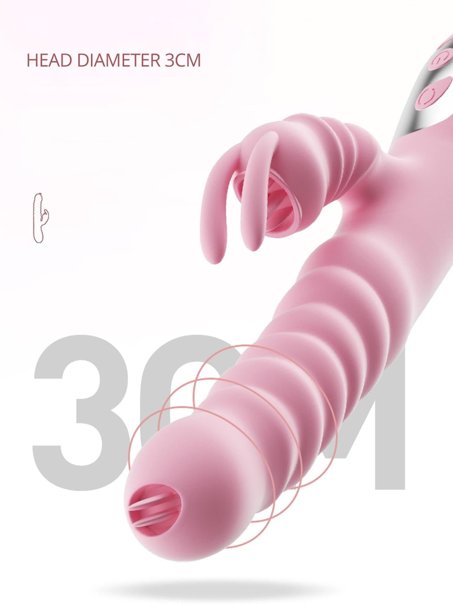 Vibrator Hannah Rabbit din silicon cu limbă USB roz