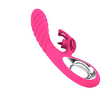 Vibrator Vicky din silicon cu model iepuraș, 36 de funcții, USB, roz