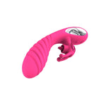 Vibrator Vicky din silicon cu model iepuraș, 36 de funcții, USB, roz