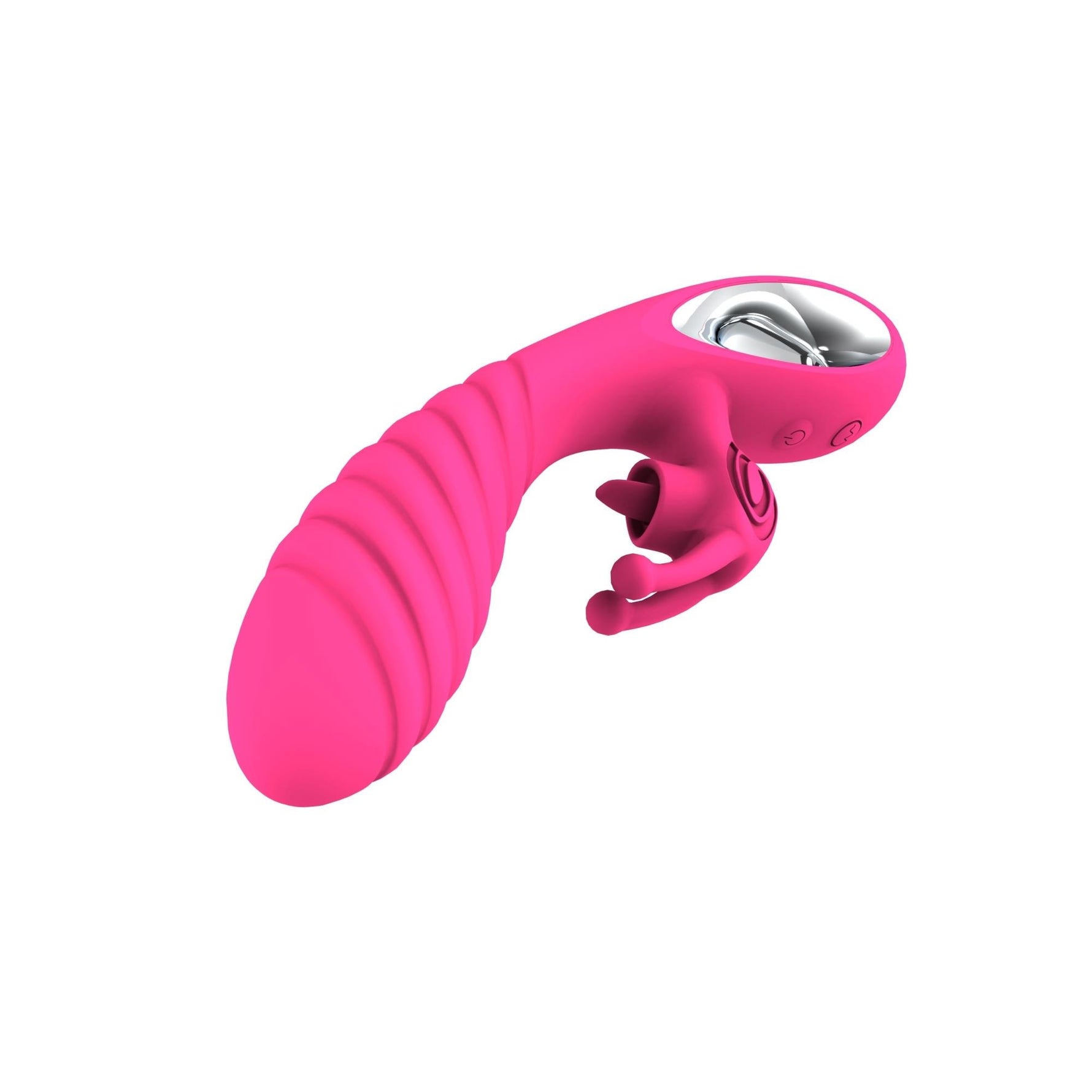 Vibrator Vicky din silicon cu model iepuraș, 36 de funcții, USB, roz