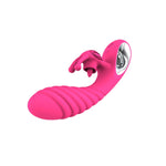 Vibrator Vicky din silicon cu model iepuraș, 36 de funcții, USB, roz
