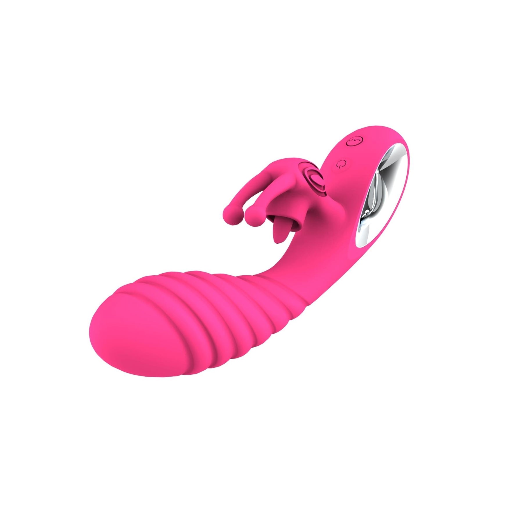 Vibrator Vicky din silicon cu model iepuraș, 36 de funcții, USB, roz