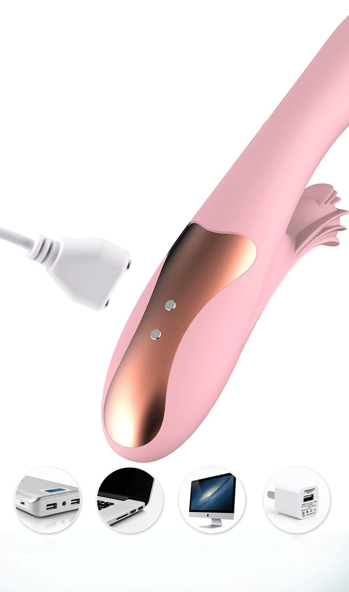 Vibrator Lilo cu motor dublu, silicon, încălzit, violet, USB