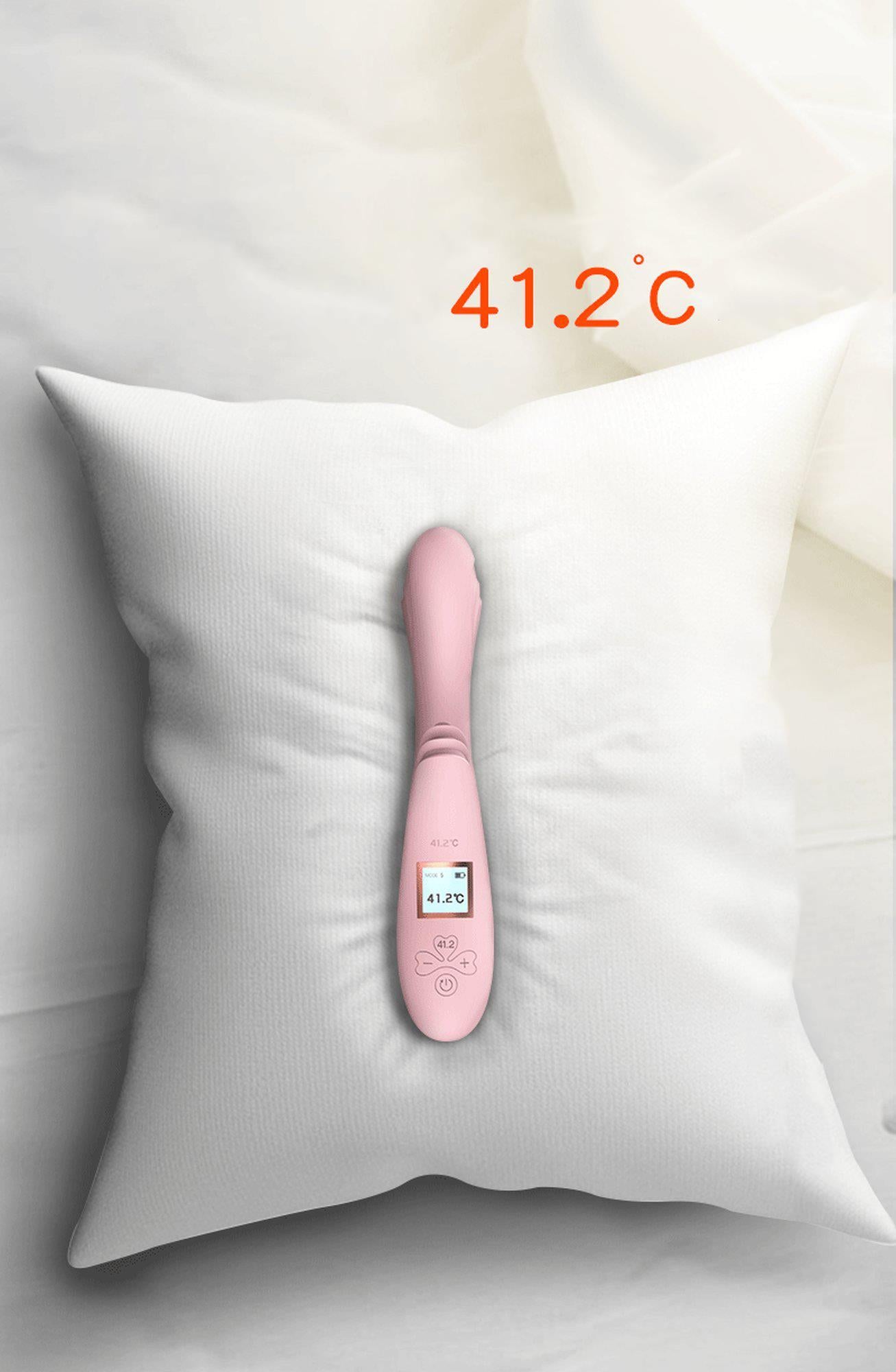 Vibrator Lyla din silicon încălzit cu limbi USB roz
