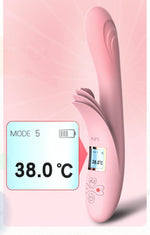 Vibrator Lyla din silicon încălzit cu limbi USB roz