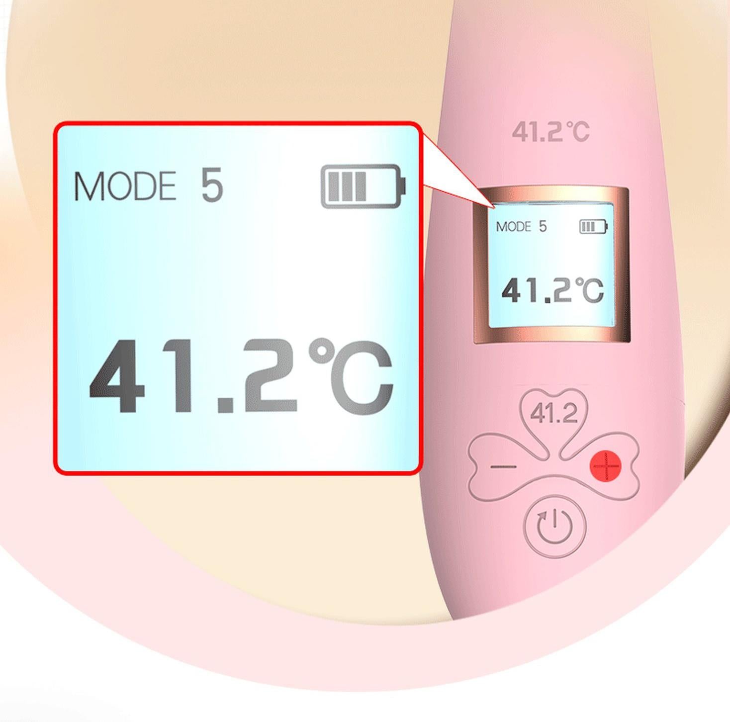Vibrator Lyla din silicon încălzit cu limbi USB roz