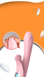 Vibrator Lyla din silicon încălzit cu limbi USB roz