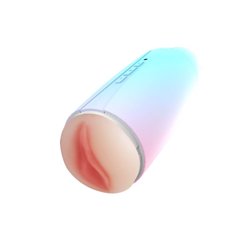 Masturbator vibrant Glow Touch, canal dublu din silicon, 22 cm