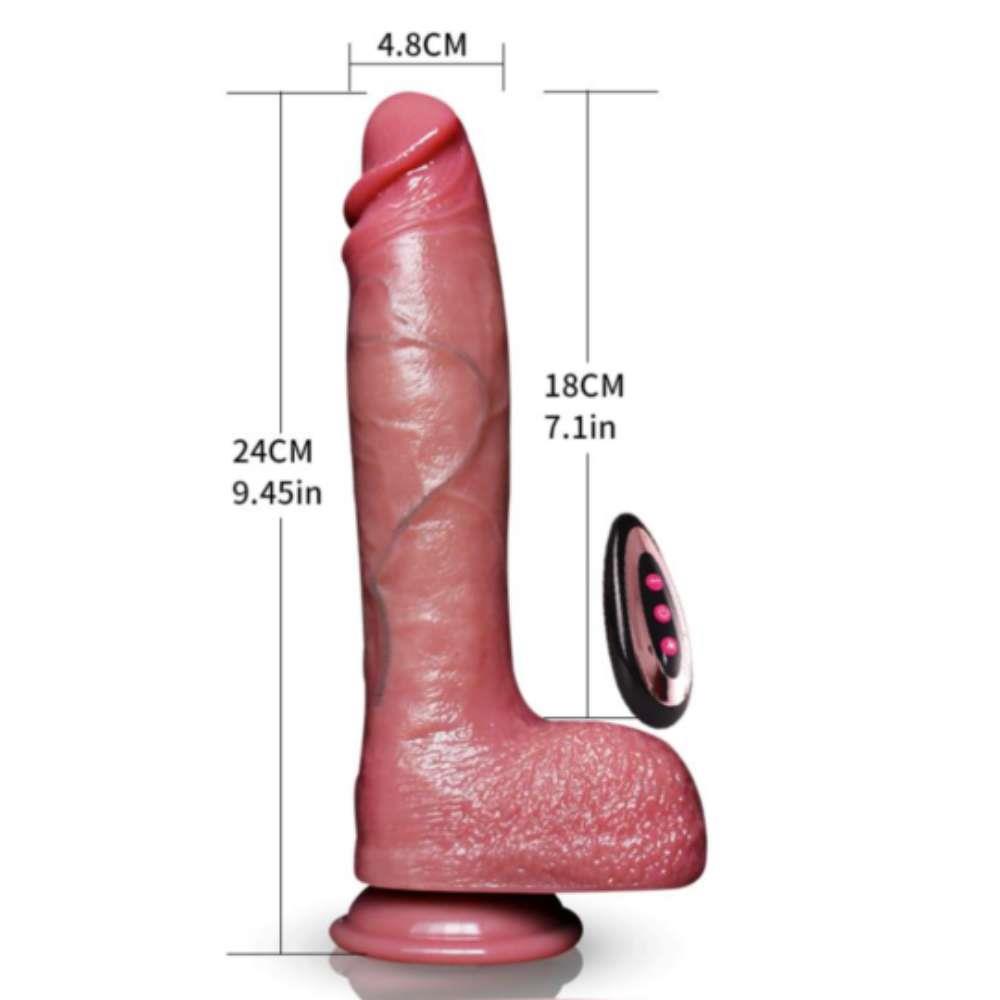 Vibrator realist din silicon Power Stroke, telescopic, 18 cm