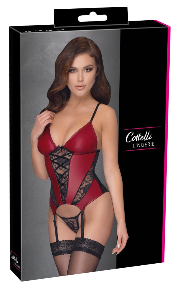 Cottelli LINGERIE cămașă cu bretele roșu negru L