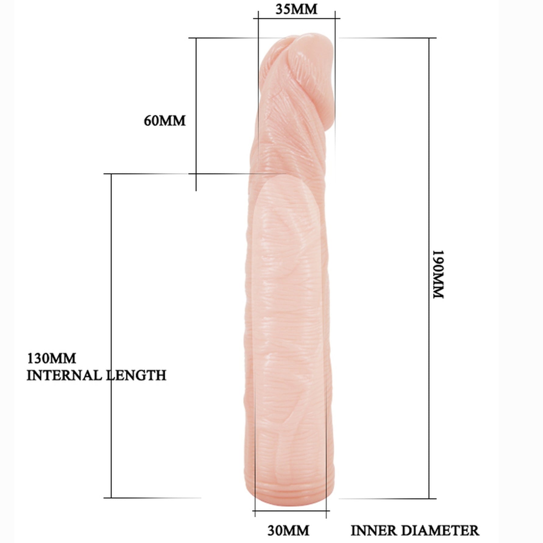 Extensor de penis realist cu încălzire Baile Deep Love, culoarea pielii