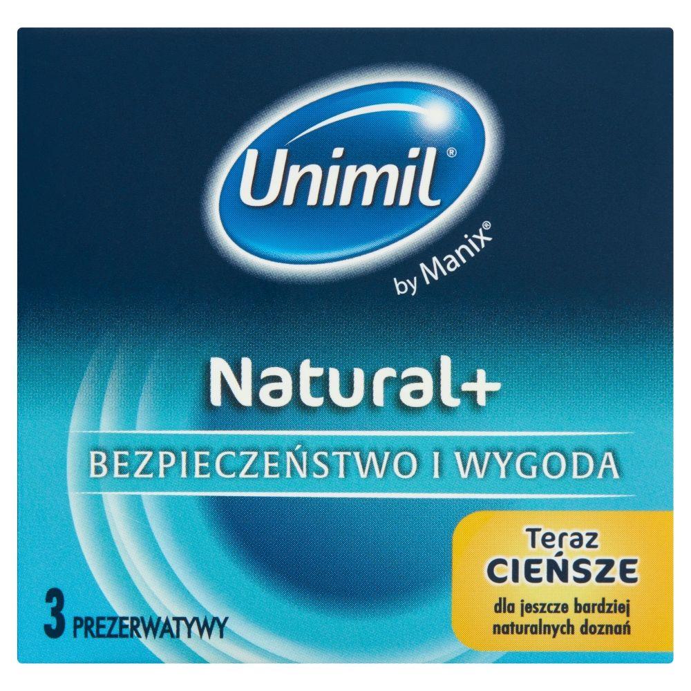 Prezervative Unimil Natural+ subțiri naturale 53 mm 3 bucăți