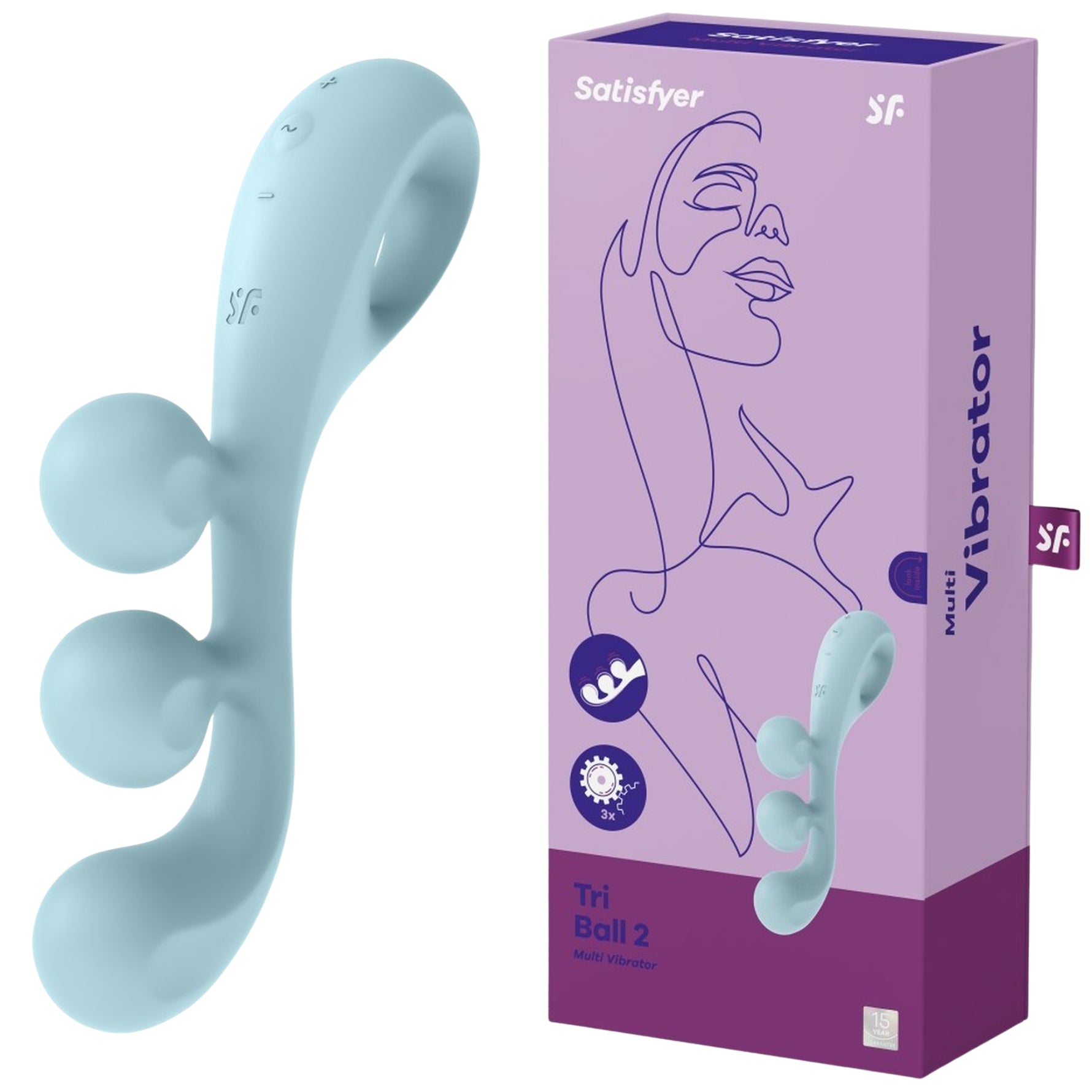 Stimulator USB Satisfyer Tri Ball 2 din silicon albastru deschis