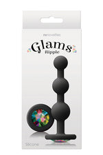 Dop anal din silicon Glams Ripple Rainbow Gem, negru
