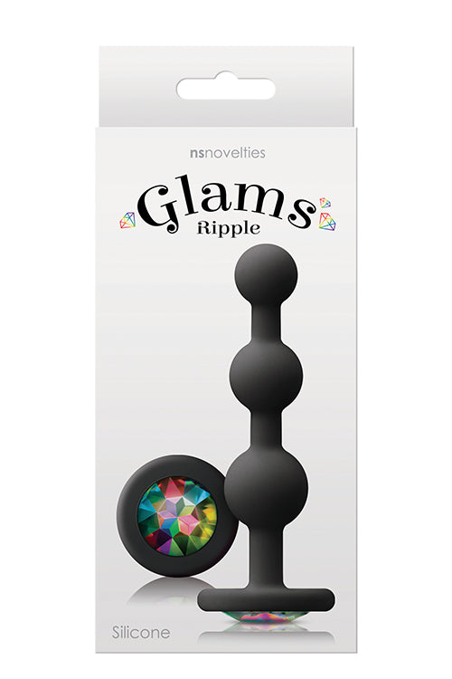Dop anal din silicon Glams Ripple Rainbow Gem, negru