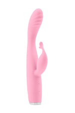 Vibrator USB Luxe Skye din silicon roz, tip iepuraș