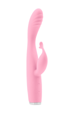 Vibrator USB Luxe Skye din silicon roz, tip iepuraș