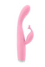Vibrator USB Luxe Skye din silicon roz, tip iepuraș