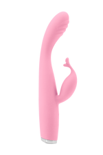 Vibrator USB Luxe Skye din silicon roz, tip iepuraș